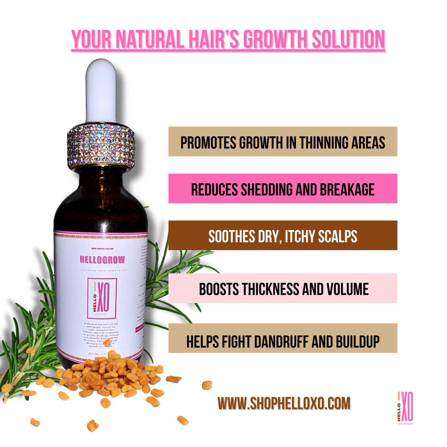 helloGROW™ Hair Growth Oil – 2 Bottle Bundle (Save + Grow)